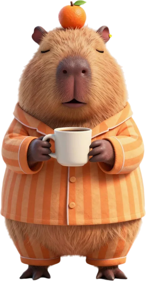 A Capi de pijama e café
