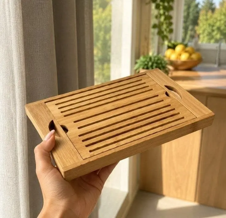 Tábua Migalheira Bambu 36cm Corte de Pães, Servir Petiscos e Bandeja Multiuso Premium