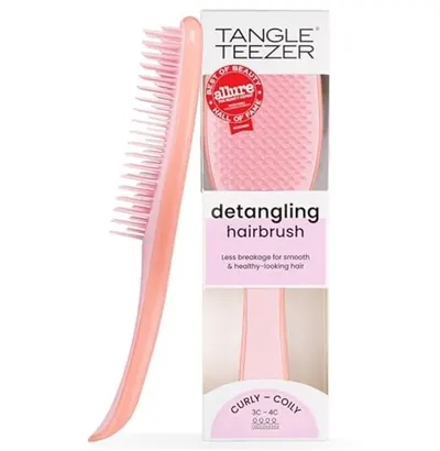 Tangle Teezer - Escova de cabelo desembaraçadora The Wet Detangler para texturas grossas a crespas. Ideal para o uso em fios úmidos Cor: Mango Pink.
