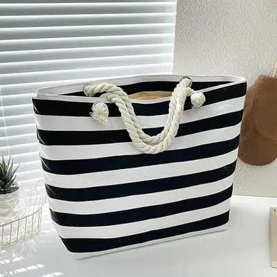 Bolsa de Praia Feminina Alça de Corda Elegante Grande e Resistente