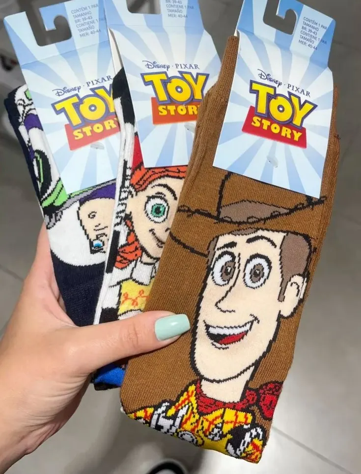 Meia Toy Story Lupo Disney Infantil Cano Médio Algodão
