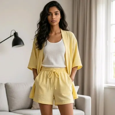 Conjunto KIMONO FEMININO 2 Peças + Short Feito em Tecido Duna.