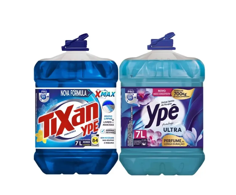 Kit Lava Roupas Tixan Ypê 7L + Amaciante Aconchego 7L Ypê