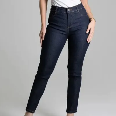 Calça Jeans Feminina Skinny Cintura Alta Índigo Sawary Índigo Liso 38