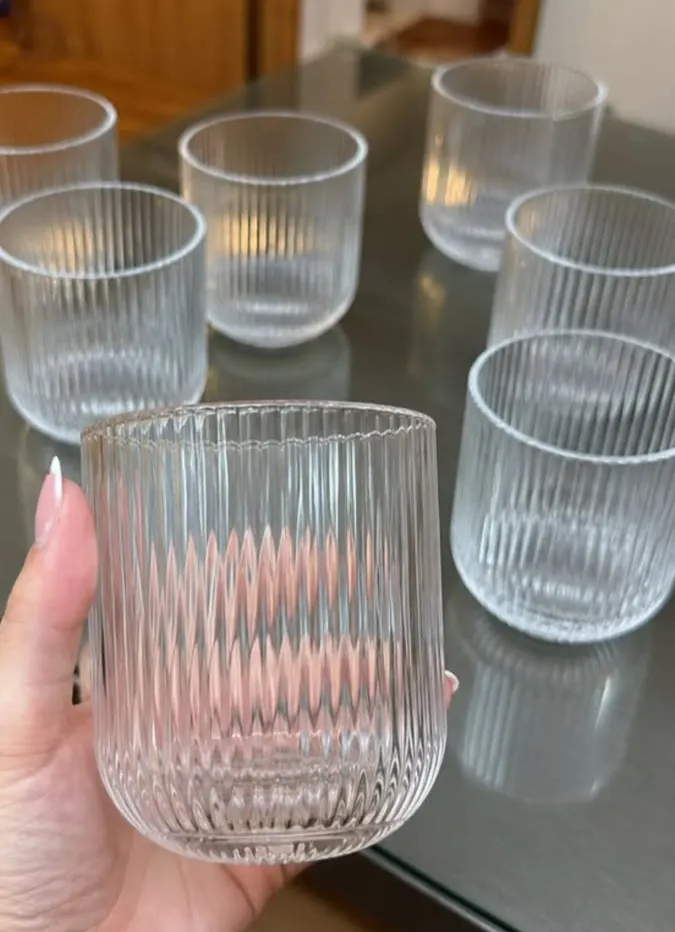 Jogo de Copos 270ml com 6 Peças Vidro Canelado