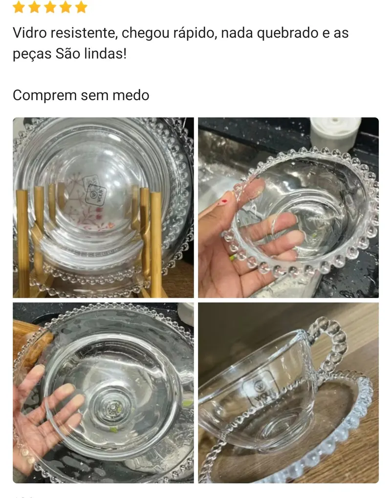 Aparelho de Jantar Wolff Pearl Cristal 20 Peças Jogo de Pratos e Louças 4 Pessoas Mesa Posta Receber Convidados Presente
