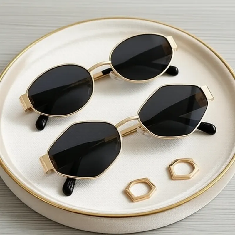 Conjunto de 2 óculos de sol feminino, estilo retrô clássico, com armação redonda de