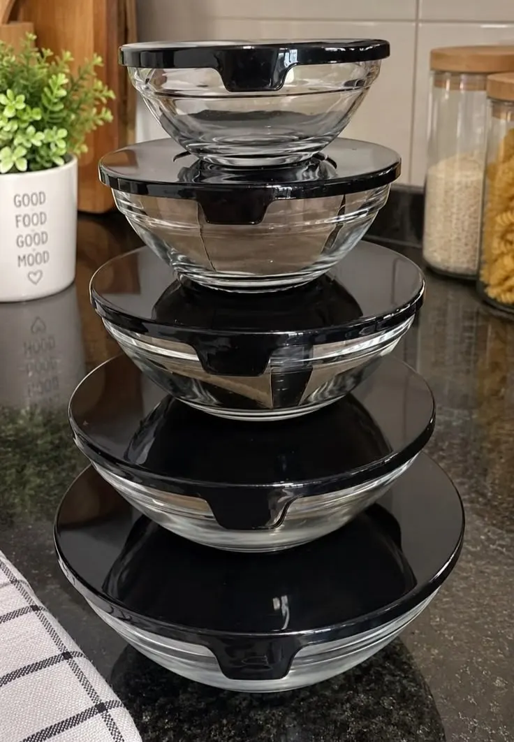 Conjunto Tigela Vidro Bowl Marmita Tampa 5 ou 10 Peças Herméticos Cozinha Refeições