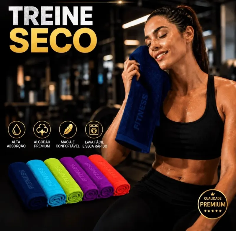 Kit 5 Toalhas para Academia Algodão Alta Absorção Macia 28x78cm