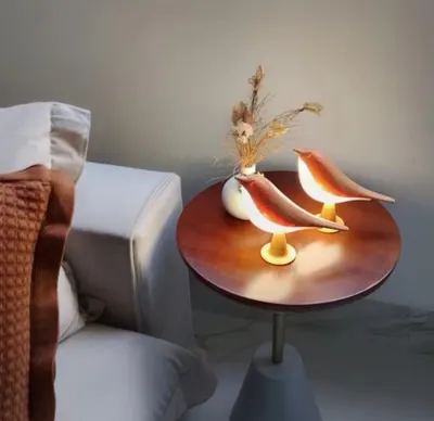 Abajur Pássaro Decorativo LED Touch sem Fio | Luminária de Mesa Dimerizável USB | Estilo Moderno