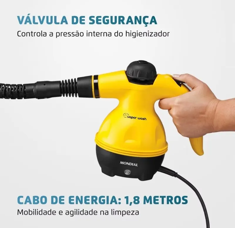 Higienizador Vapor Wash Mondial Amarelo e Preto 1000W HG-01
