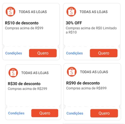 CUPONS DISPONÍVEIS HOJE