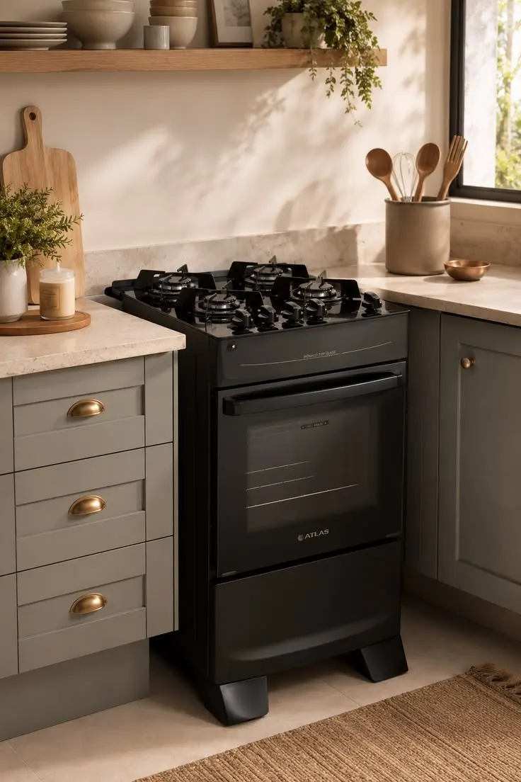 Fogão De Piso Atlas Coliseum Plus 4 Bocas Mesa Inox Forno 50 Litros