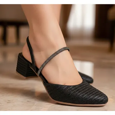 Mule Social 2 em 1 Feminino Femininas Scarpin Salto Medio Baixo Manta brilhante Confort
