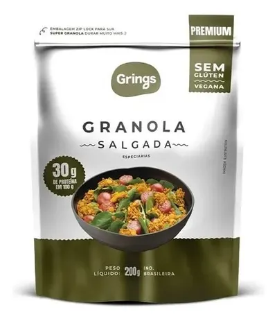 GRANOLA SALGADA SEM GLÚTEN 30G DE PROTEINA VEGANA 200G