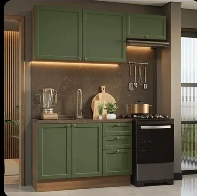 Armário de Cozinha Compacta 180 cm Rustic/Verde Vik Madesa 02
