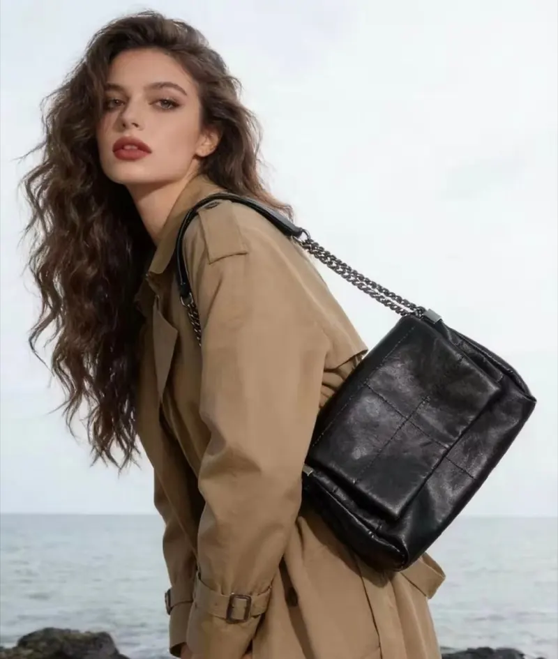 TOMI MITO Bolsa Feminina de Ombro Transversal Vintage, Flap com Quadrada, Grande Capacidade para Trabalho e Dia T310