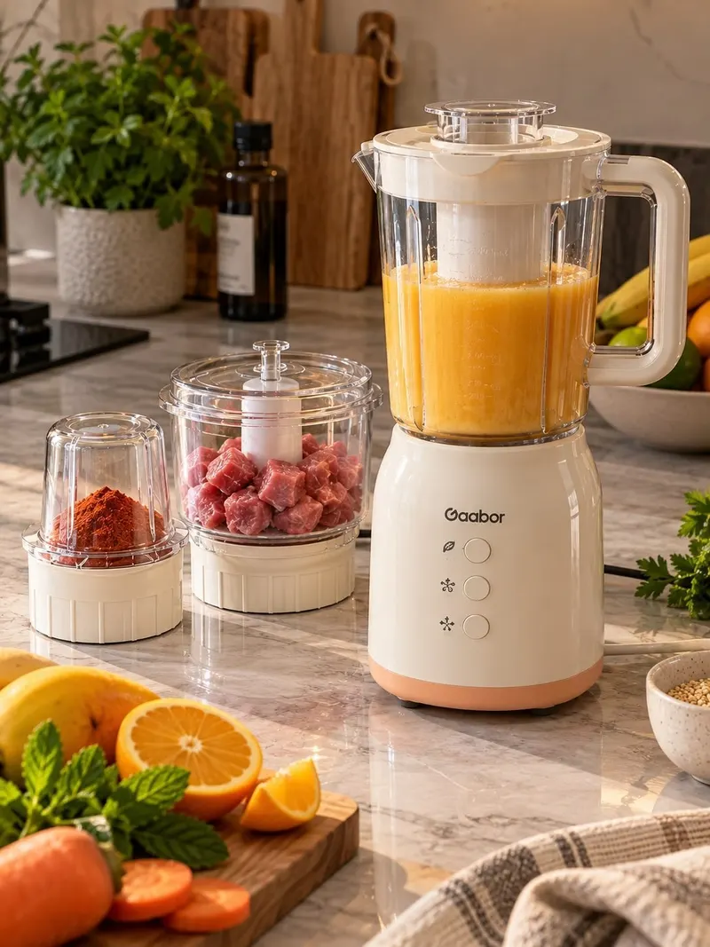 Gaabor Processador 3 em 1 Suco Carne Grão 400W Bivolt 3 Copos Inox JM-12E01A