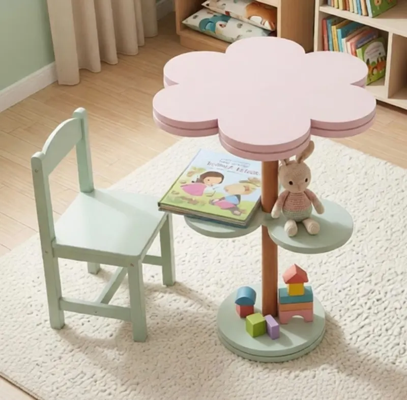 Mesa Flor Infantil Decoração Madeira Quarto Sala Desmontável