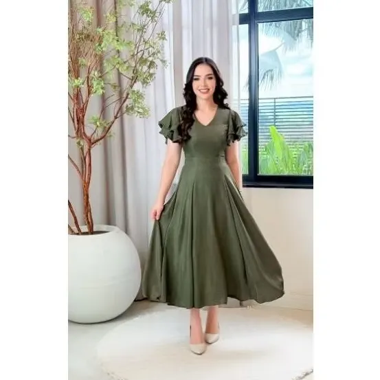 Vestido midi Duna Linho DOIS BABADOS