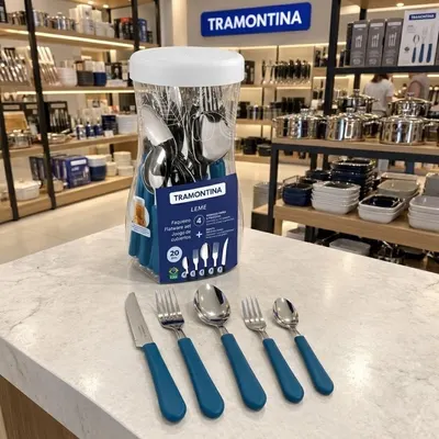 Faqueiro Inox 20 peças Leme Azul - Tramontina