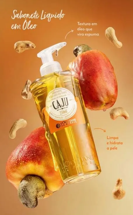 L'Occitane au Brésil Sabonete Líquido em Óleo Caju 250ml Pele Macia e Hidratada Original