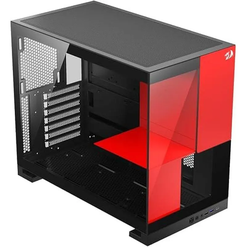 Gabinete Gamer Redragon Eternal Preto e Vermelho Sem Fans CA-612BR