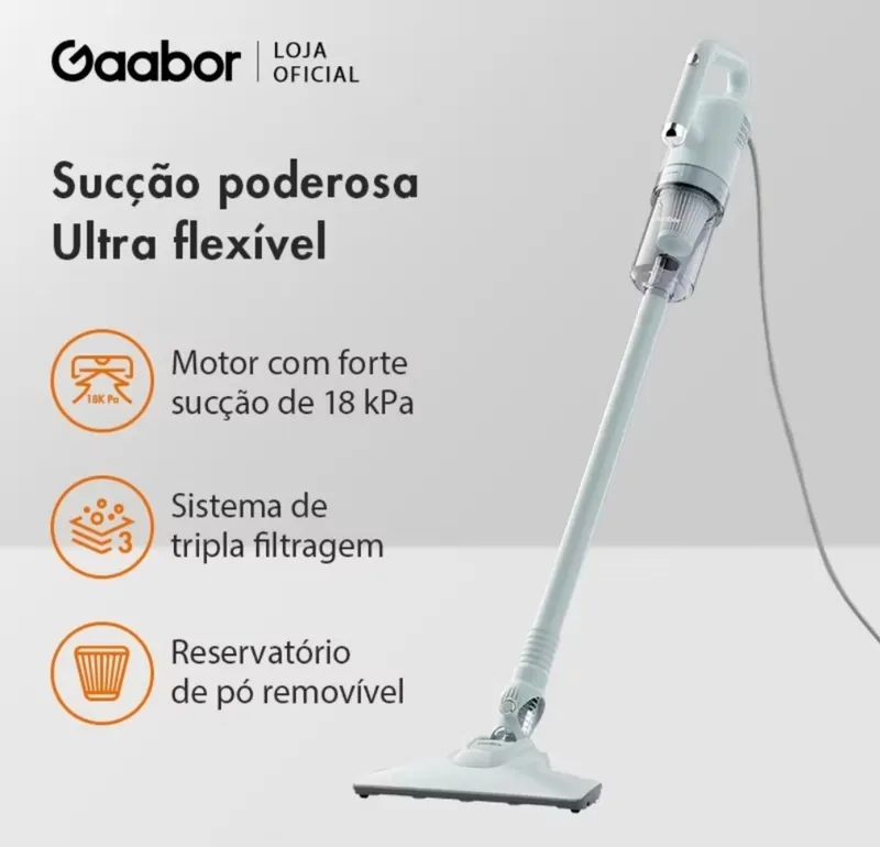 Gaabor Aspirador 2 em 1 18000Pa Forte Sucção Silencioso Fácil Guardar CW-18M02A