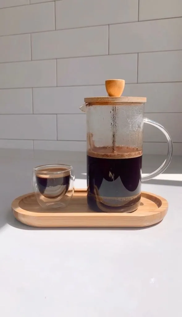 Cafeteira Prensa Francesa Vidro 350ml Com Tampa Bambu Café