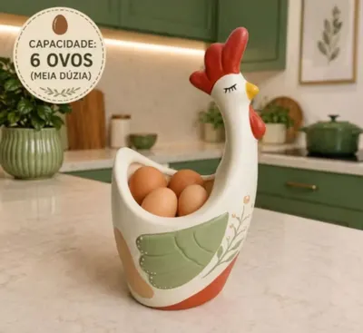 Galinha de Cerâmica Porta Ovos Porta Talheres Porta Utensilios Organizador de Cozinha Decorativo