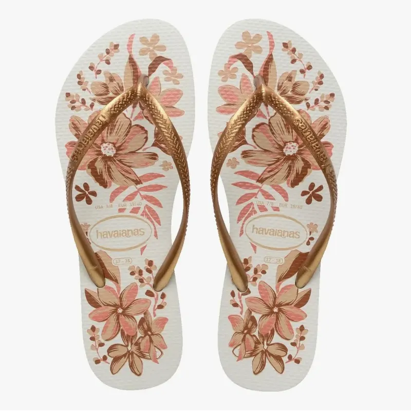 Chinelo Feminino Havaianas Slim Organic Floral Original Flor