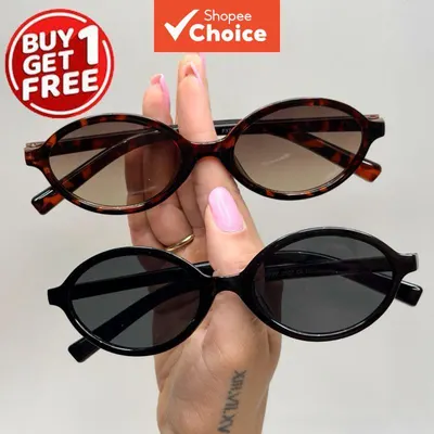 2 pares de óculos de sol femininos retrô de armação pequena com formato oval e proteção