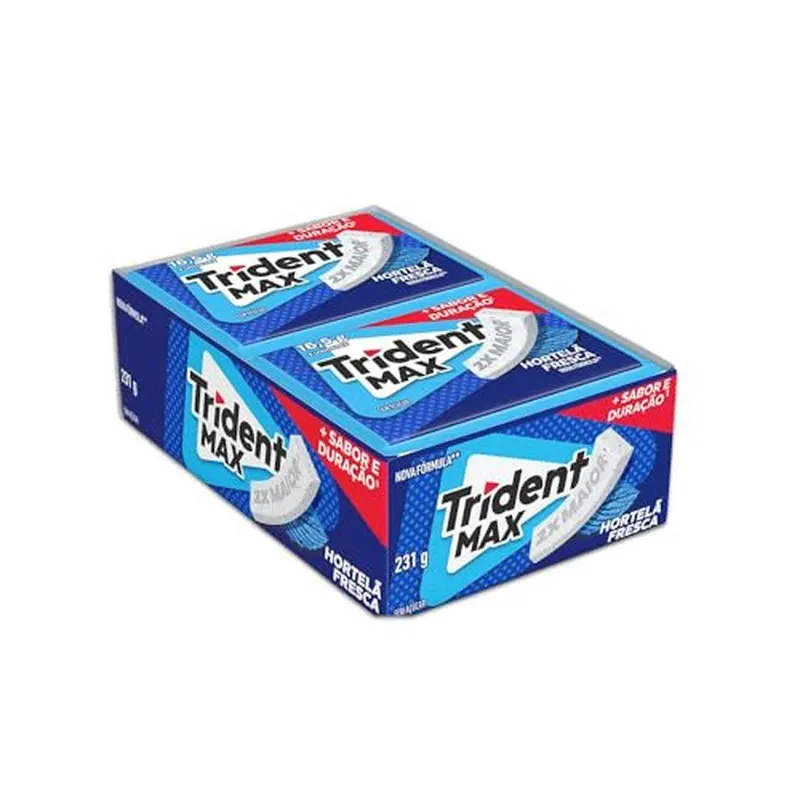 Cx 14 un. Chiclete Trident Max Hortelã Sem Açúcar 16,5g