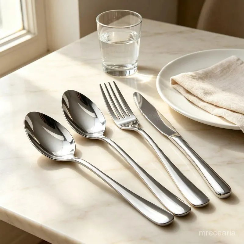 18 Pcs Talheres Garfo Faca Colher Acabamento Prateado Visual Elegante