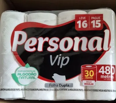 Personal Papel Higiênico VIP Folha Dupla, 16 rolos
