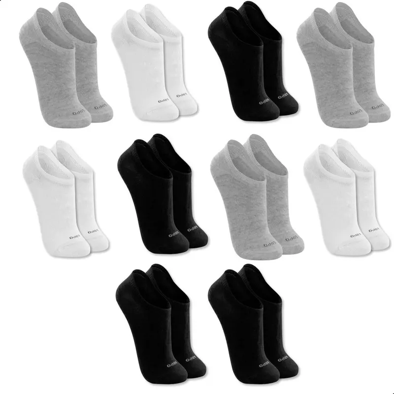 Kit 10 Pares Meia Lupo Sapatilha Soquete Invisível Original 3 Branco - 3 Cinza - 4 Preto Respirável Curta Cotton 37-40!