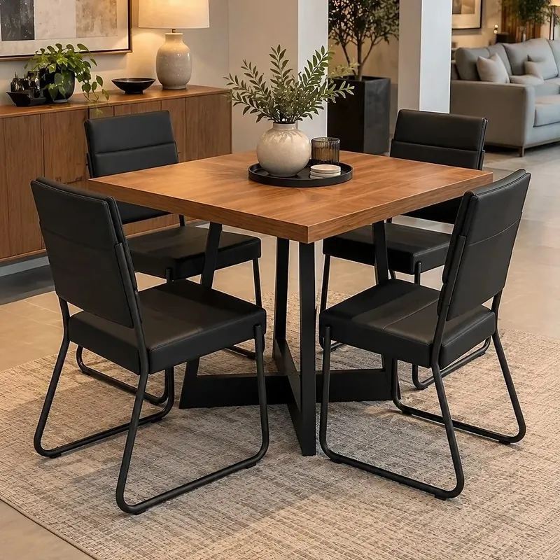 Sala De Jantar 4 Cadeiras Charlotte Carraro Nogal cor preto