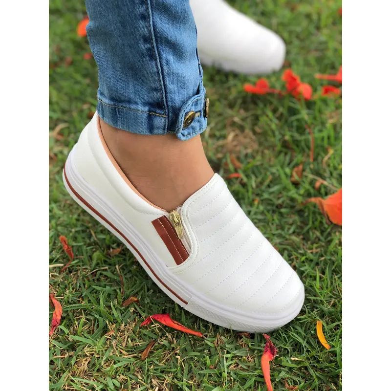 Tênis Sapatênis Sapatilha Feminino Casual Slip On Ajuste Elástico e Zíper Confortável
