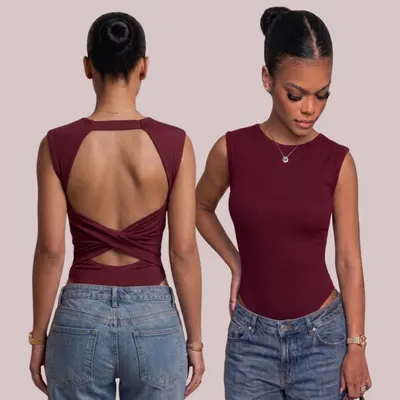 Body Regata Feminino Suplex Premium Basico Costas Abertas Trançado Estilo Gringa Forro