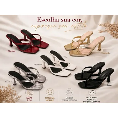 Tamanco Feminino Glam Chic Luxo – Salto 7 cm