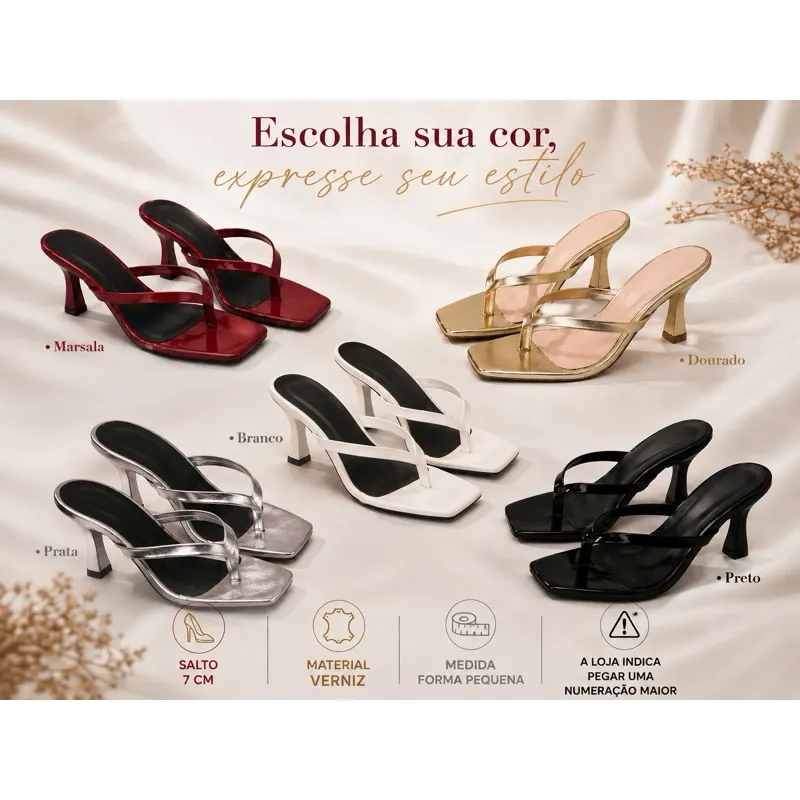 Tamanco Feminino Glam Chic Luxo – Salto 7 cm