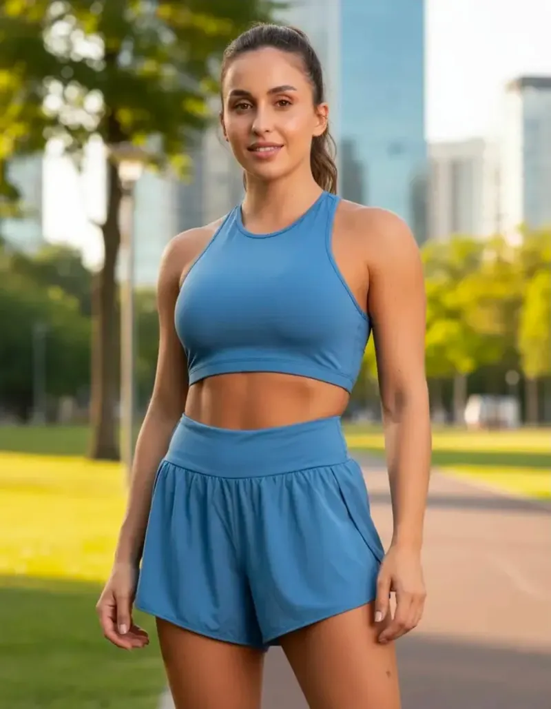Conjunto Fitness Top Short Roupa Academia Feminino Treino