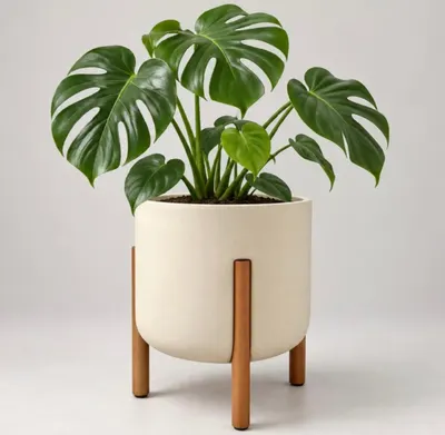 Vaso Polietileno Para Plantas com Pé de Madeira Vaso Nórdico com Suporte