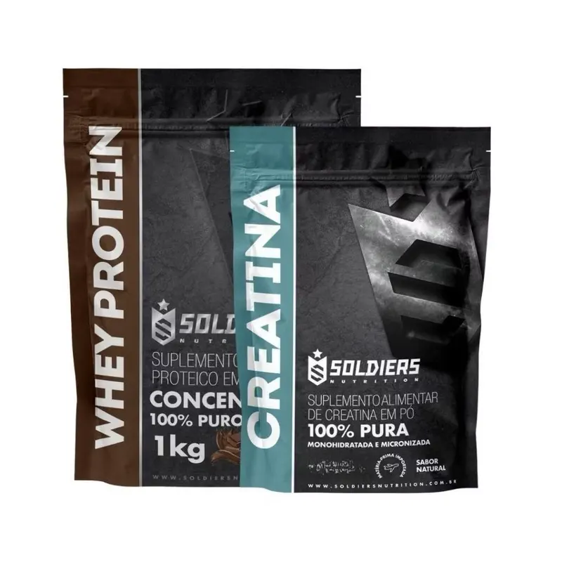 Kit Whey Protein Concentrado 1Kg + Creatina Monohidratada 100% Pura - Soldiers Nutrition