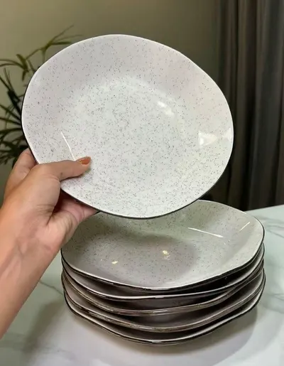 Jogo Conjunto 6 Pratos Fundos Ryo Maresia Areia 22,5cm Oxford Porcelanas