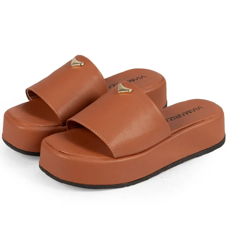 Tamanco Feminino Tira Plataforma Sandália Confortável Chinelo Mule Flatform Blogueira