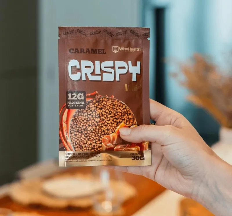 Kit 6 Crispy Wise Proteico Sabores Chocolate E Caramelo 30g Snack Saudável Delicioso Funcional