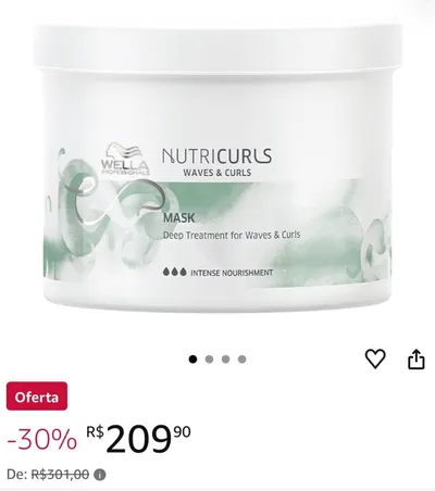 O POTÃO Wella Professionals Nutricurls Máscara de Nutrição Intensa 500ml.