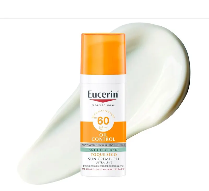 EUCERIN Protetor Solar Facial Oil Control FPS 60 50ml, Antioleosidade, Rosto, Proteção UVA, UVB e Luz Visível