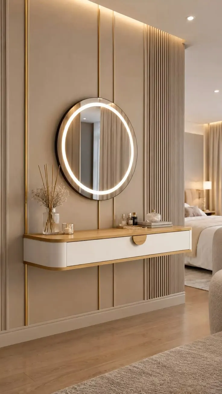 Penteadeira Suspensa Camarim com Gaveta Multifuncional para Quarto Organizador Decorativa Retrô MDF